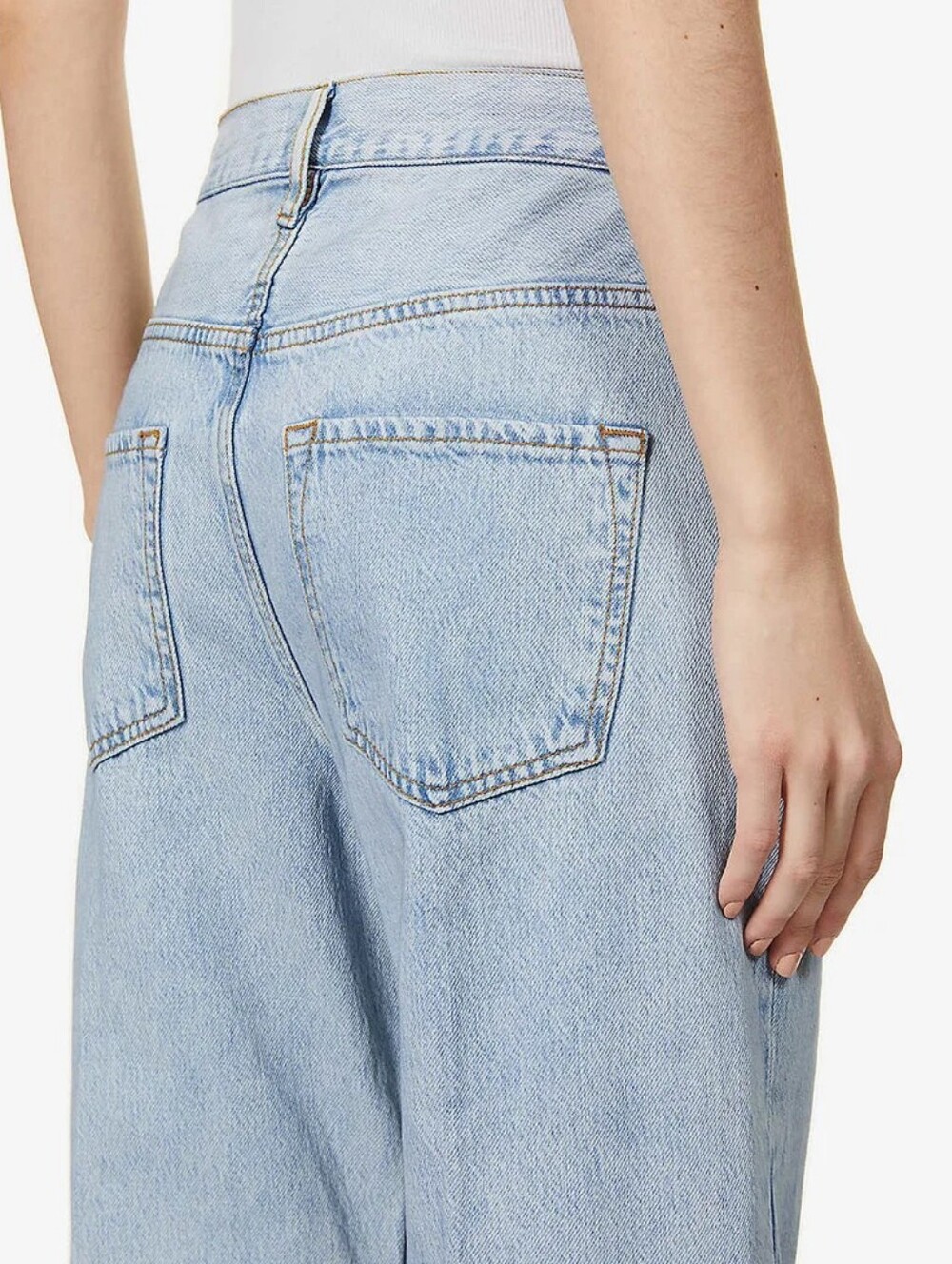 Frame Le Baggy Palazzo High-Rise Wide-Leg Recycled Cotton-Blend Denim Jeans Sz28 - Picture 4 of 13